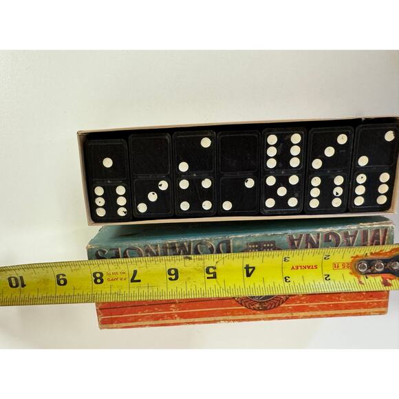 Vintage Magna Dominoes No 225 Eagle Original Box Double Six Set Milton Bradley - Picture 6 of 7